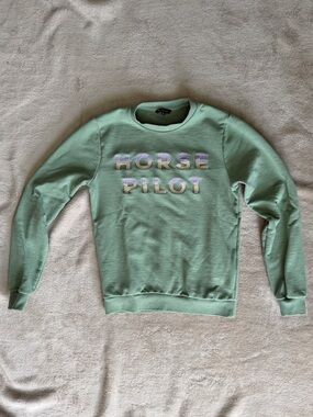 Horse Pilot Mint Green Crewneck Sweatshirt